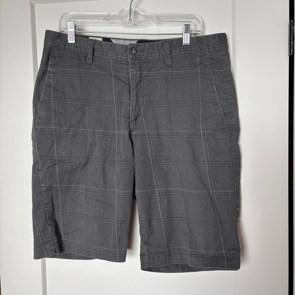 Volcom Y2K Grey Plaid Shorts | Men’s 34 | Skater Streetwear